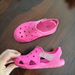 Crocs pink velcro size 11